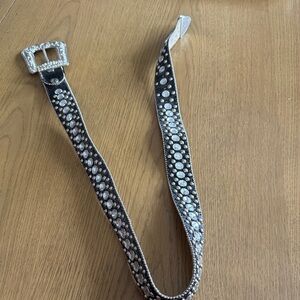Rhinestone Embellished Black Belt